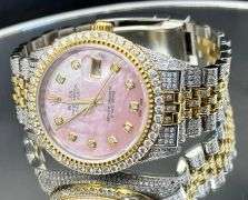 ROLEX STAINLESS STEEL GOLD DIAMOND DIAL JUBILEE BAND WATCH 10.5CT