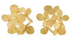 John Iversen Six Part Large Hydrangea Clip On Earrings in 18K