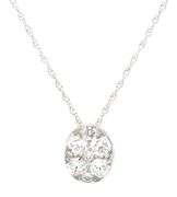 14kt White gold 0.40ctw diamond cluster oval shaped pendant on chain