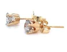14kt Yellow gold 0.75ctw round brilliant cut diamond stud