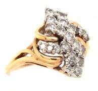 Nicely Designed 1 Ct. T.W. 14K YG Diamond Cluster Ring
