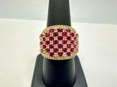 Yellow Gold Plate 5.75 Cttw CZ Ruby Ring