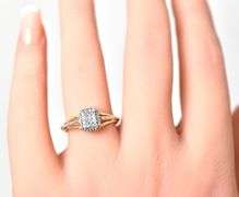 Sparkling 10K Yellow and White Gold Diamond Ring