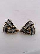 CERTIFIED 18K GOLD DIAMOND AND SAPPHIRE EARRINGS