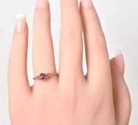 Dainty 10K Yellow Gold Ruby Gemstone Ring with Diamond Accents