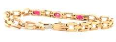 14kt Yellow gold 2.40ctw oval Tourmaline and diamond 3 stone square link bracelet