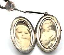 Vintage 925 sterling silver black onyx photo locket pendant lariat necklace