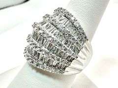 Dazzling 14 Kt White Gold Plate Huge 21.5 Ctw Simulated Diamond Ring