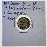 1458-1490 Madonna & Child Silver Hungarian Denar