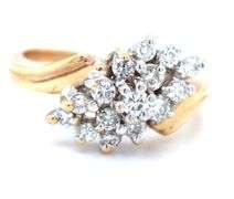 Sparkling 14K YG Waterfall Diamond Cluster