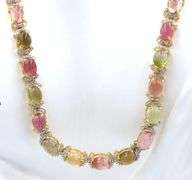 Inspiring Brand New European 38.00CTW Oval Cabochon-Cut Multi-Colored Tourmaline & 3.00CTW Diamond N