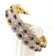 Amazing Brand New European 18.00CTW Oval Cabochon-Cut Blue Sapphire & 5.00CTW Diamond Bracelet in 14