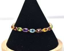 Dazzling 14K Yellow Gold Multi-Gemstone Bracelet