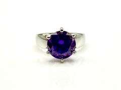 14 Kt, White Gold Plate 3.5 Ct Vs1 Russian Color Change Lab Simulated Alexandrite Ring