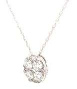 14kt White gold 0.40ctw diamond cluster oval shaped pendant on chain