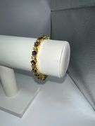 Beautiful Yellow Gold Plated Simulated 8.5 Cttw Amethyst Tennis Bracelet