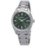 Seiko Women’s Green Dial Stainless Steel Quartz Watch 30mm Silver-Tone Bracelet