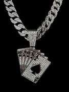 Dazzling Huge 163.9 Gram 14 Kt White Gold Plate Royal Flush Necklace Pendant
