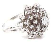14kt White gold 1.25ctw Vintage diamond cluster ring