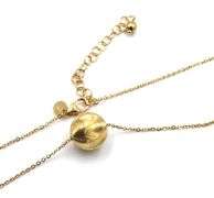 18kt Yellow gold textured ball necklace