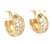 14kt Yellow gold Pave CZ huggies