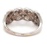 10kt White gold 0.85ctw woven cluster diamond ring