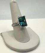 Beautiful 14 Kt White Gold Plate 6.5 Ct Simulated London Blue Topaz Ring