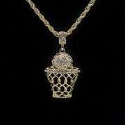 14 Kt Yellow Gold Plated Basketball Hoop Pendant Necklace