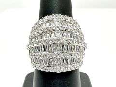 Sparkling 14 Kt White Gold Plate Huge 21.5 Ctw Simulated Diamond Ring
