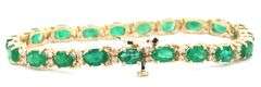 14kt Yellow gold 9.50ctw emerald and diamond bracelet