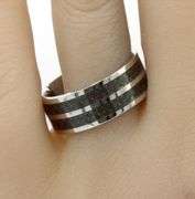 Chisel stainless steel Polished with double row black carbon fiber Inlay 8mm band