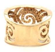 14kt Yellow gold 0.70ctw swirl diamond wide band