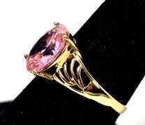 Lovely 10K Yellow Gold Pink Cubic Zirconia Gemstone Ring