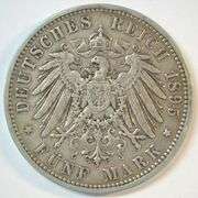 Sharp XF 1895 Germany 5 Mark large Silver Piece