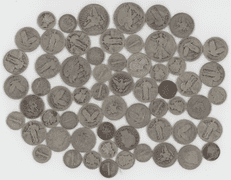 Larger Lot of 9 Troy Ozs Low End/Worn 90% Silver Coinage