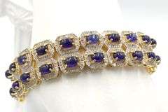 Amazing Brand New European 18.00CTW Oval Cabochon-Cut Blue Sapphire & 5.00CTW Diamond Bracelet in 14