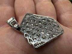 Rhodium Plated 925 Sterling Silver CZ Royal Flush Hip Hop Pendant Ace of Spades