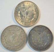 1921 P-D-S Morgan Silver Dollars. Last year of issue for Morgans