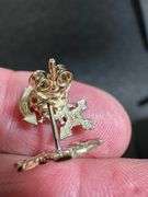 10K Yellow Gold Nautical Anchor & Captains Wheel Earrings