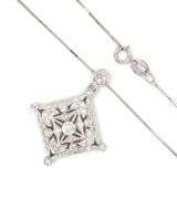 10kt White gold 0.50ctw diamond Vintage style Kite shaped pendant on chain