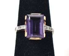 Mysterious 10K Yellow Gold Blue Gemstone Ring with Diamond Accents