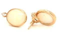 14kt Yellow gold oval Opal and diamond accent earrings