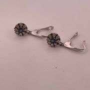 CERTIFIED 18K WHITE GOLD DIAMOND AND SAPPHIRE EARRINGS
