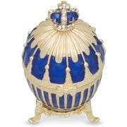 Blue Imperial Egg Gold Plated with Crystal Hinged