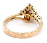 14kt Yellow gold pearl and diamond V shaped ring