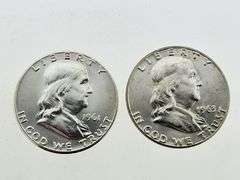 1961 & 1963 Franklin Silver Half Dollars, UNC