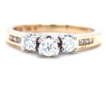 14kt Yellow gold 0.35ctw 3 stone diamond engagement ring