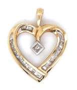10kt Yellow gold heart shaped diamond pendant