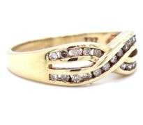 10kt Yellow gold 0.25ctw Channel set diamond crossover band
