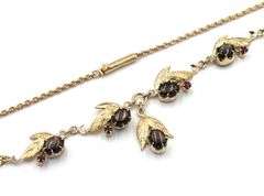 10kt Yellow gold black star sapphire cab and ruby necklace